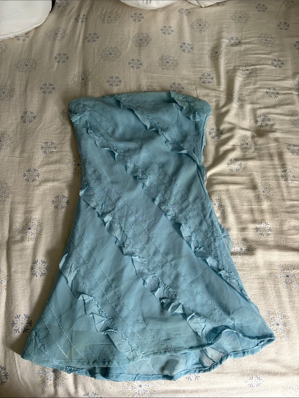 Princess Polly Strapless Light Blue Ruffle Mini Dress